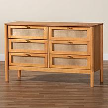 Wholesale Interiors Baxton Studio Jenn Japandi 6-Drawer Rattan Dresser