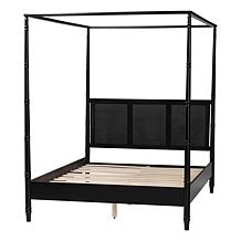 Wholesale Interiors Baxton Studio Marisela Canopy Bed-Rattan Headboard