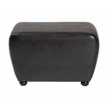 Wholesale Interiors Bicast Leather Ottoman with Rounded Sides
