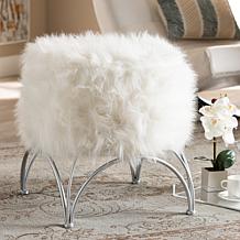Wholesale Interiors Celia Faux Fur Upholstered Ottoman