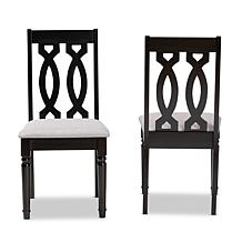 Wholesale Interiors Cherese Grey Fabric and Brown Wood 2Pc Chair Set