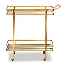 Wholesale Interiors Destin Metal and Glass 2-Tier Mobile Wine Bar Cart