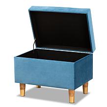 Wholesale Interiors Elias Velvet Fabric Upholstered Storage Ottoman