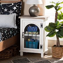 Wholesale Interiors Faron White and Oak Brown Wood 1-Door Nightstand