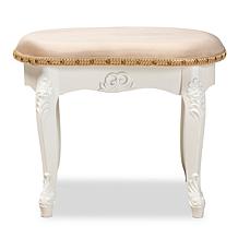 Wholesale Interiors Gabrielle Velvet Fabric Upholstered Vanity Ottoman