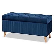 Wholesale Interiors Hanley Velvet Fabric Upholstered Storage Ottoman