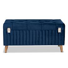 Wholesale Interiors Hanley Velvet Fabric Upholstered Storage Ottoman
