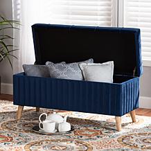 Wholesale Interiors Hanley Velvet Fabric Upholstered Storage Ottoman