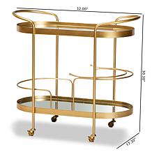 Wholesale Interiors Kamal Metal and Glass 2-Tier Mobile Wine Bar Cart