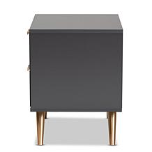 Wholesale Interiors Kelson Dark Grey and Gold Wood 2-Drawer Nightstand
