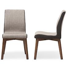 Wholesale Interiors Kimberly Fabric 2pc Dining Chair Set - Beige/Brown