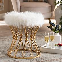 Wholesale Interiors Leonie Faux Fur Upholstered Ottoman