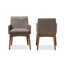 Wholesale Interiors Nexus Upholstered 2pc Arm Chair Set -Walnut/Gravel