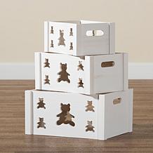 Wholesale Interiors Sagen White Finished Wood 3Piece Storage Crate Set
