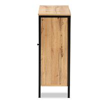 Wholesale Interiors Vander Oak Brown Wood and Black Metal Shoe Cabinet