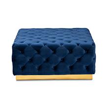 Wholesale Interiors Verene Velvet Upholstered Square Cocktail Ottoman
