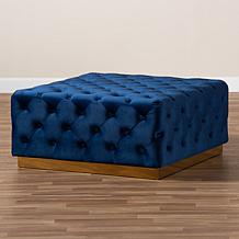 Wholesale Interiors Verene Velvet Upholstered Square Cocktail Ottoman