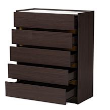 WholesaleInteriors Walker Brown Gold Wood 5Drawer Chest FauxMarble Top