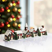 Winter Lane 24" LED Lit Plaid Village