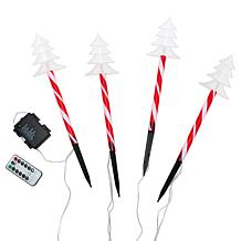Winter Lane Tree Shaped Stake LED Lights - Set of 4