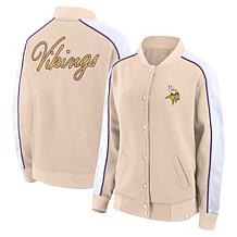 Women's Fanatics Tan Minnesota Vikings Lounge Full-Snap Varsity Jacket