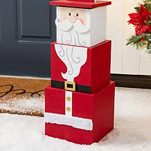 Wood Santa and Nutcracker Reversible Box 24.5"H