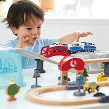 Wooden City Train Railway Bucket 48 Piece Playset
