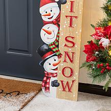 Wooden Let It Snow Stack Snowman Porch Decor 41.75"H