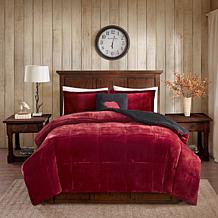 Woolrich Alton 4-piece Red/Black Plush to Sherpa King Comforter Set