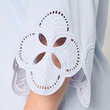 WynneCollection Cotton-Blend Eyelet Bell Sleeve Top