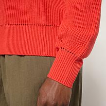 WynneCollection Drama Sleeve Half-Zip Top