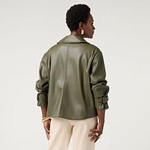 WynneCollection Faux Leather Short Trench