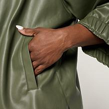 WynneCollection Faux Leather Unstructured Jacket