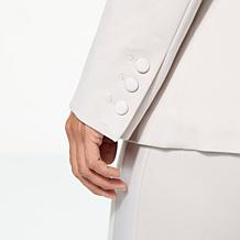 WynneCollection Lace-Up Detail Knit Tuxedo Blazer