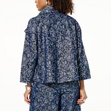 WynneCollection Metallic Denim Jacquard Jacket