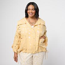WynneCollection Novelty Organza Jacquard Jacket