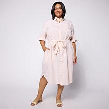 WynneCollection Oxford Duster Shirt Dress