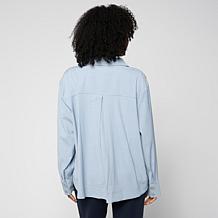 WynneCollection Pique Tencel Blend Shirt Jacket
