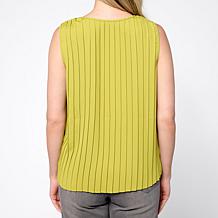 WynneCollection Pleated Crepe Knit Tank Top