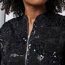 WynneCollection Sequined Bomber Jacket