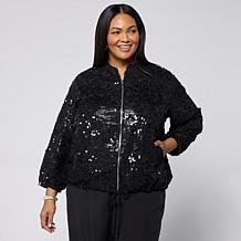 WynneCollection Sequined Bomber Jacket