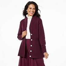 WynneCollection SoftKNIT Removable Faux Fur Collar Cardigan