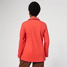 WynneCollection Textured Crinkle Button-Down Shirt