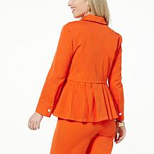 WynneLayers Comfort Stretch Twill Pleated Peplum Jacket
