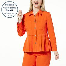 WynneLayers Comfort Stretch Twill Pleated Peplum Jacket