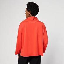 WynneLayers Cotton Curved Hem Cowl Neck Top