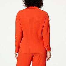 WynneLayers Pleated Knit Button-Down Jacket