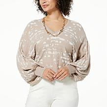 WynneLayers Pretty, Pleated & Patterned Batwing Sleeve Sweater