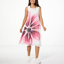 WynneLayers Printed Floral Chiffon Overlay Sleeveless Dress