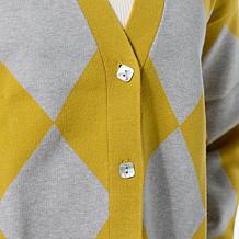 WynneLayers SoftKNIT Diamond Jacquard Knit Cardigan